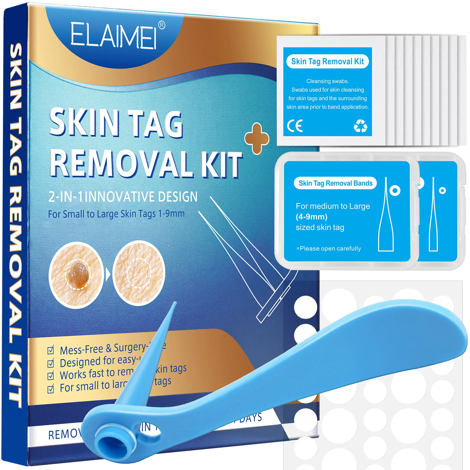 2 In 1 Auto Skin Tag Removal Kit Painless Mole Wart Remover Equipment Micro Skin Tag Treatment Tool Easy To Clean Skin Care Tool