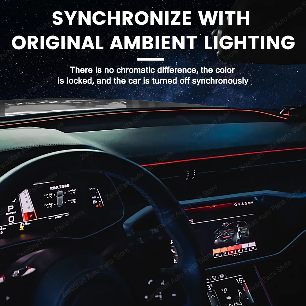 32 Colors Streamer Car Ambient Lights LED Interior Hidden Silicone Strip Symphony Atmosphere Lamp For Audi A4 A5 Q5 B9 A6 A7 C8 5