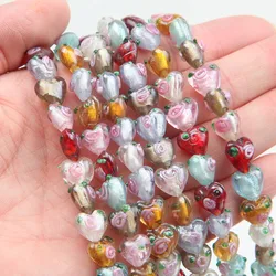 30PCS Glass Heart Charms Pendants for Jewelry Making Bracelet Necklace DIY Supplies Love Pendant Findings 10mm