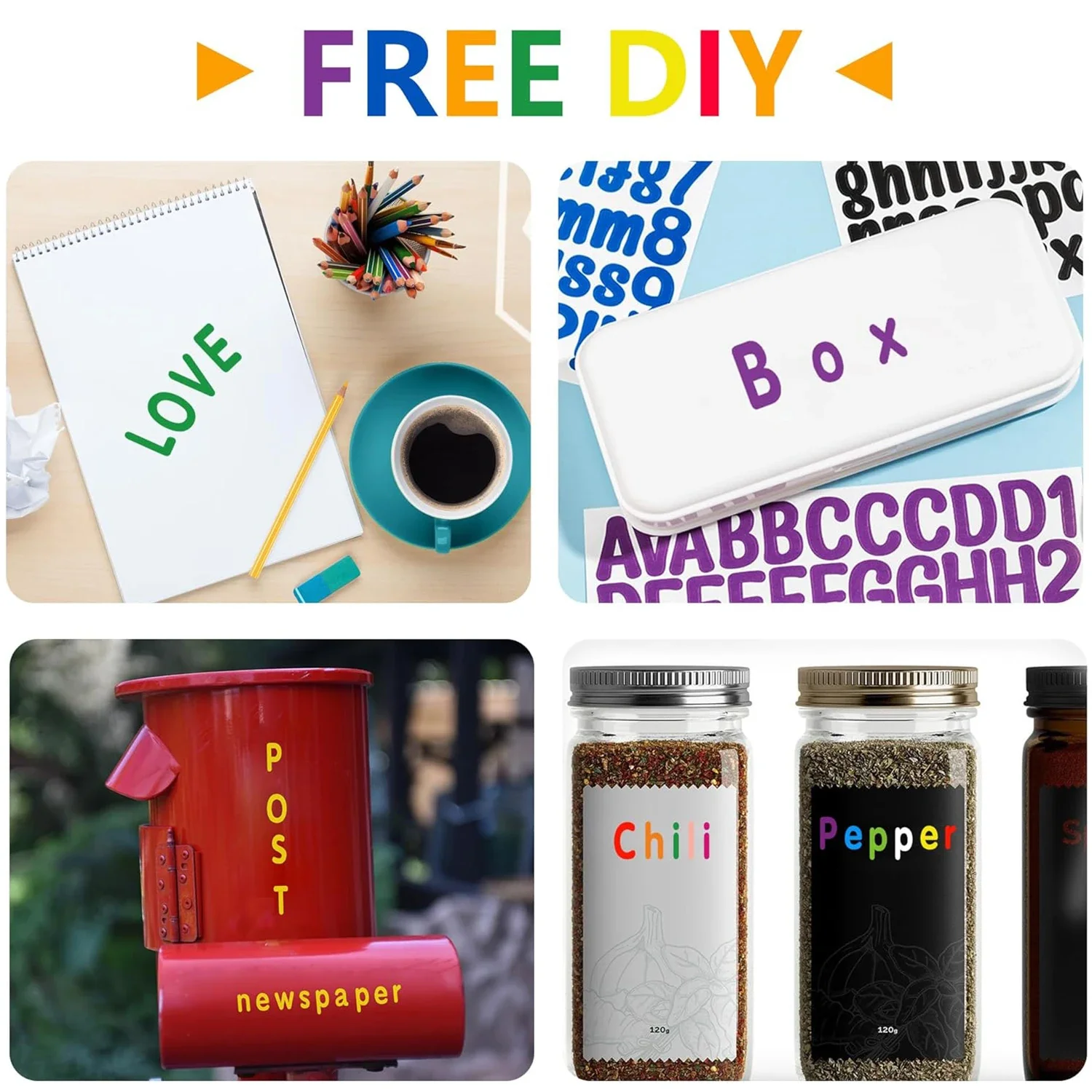 1512 Letter Stickers 12 Sheets Alphabet Number Stickers 1 Inch Self-Adhesive Stickers Decals for Cup Mailbox Scrapbooking Decor