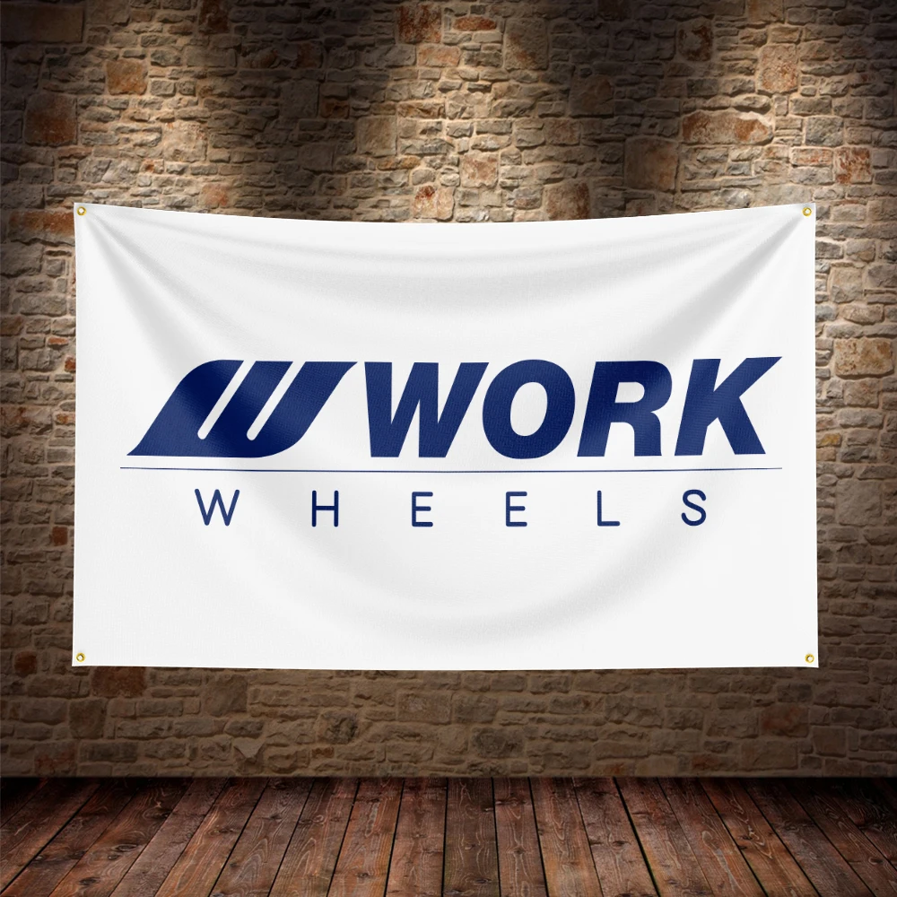 3X5Ft Work Wheels Flag Polyester Printed Car Banner For Decor