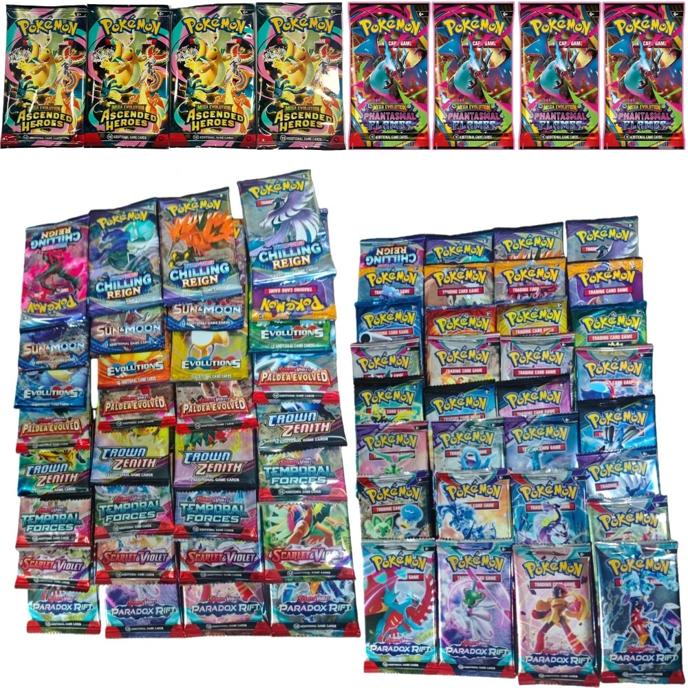 9 Packs Pokémon Card Packs Bright Stars Prismatic Evolutions,PALDEAN FATES,English Reinforcement,Battle Transaction Card Gift