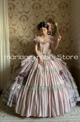 Rose Pink Princess Victorian Prom Dresses Fairytale 3D Floral Pleated Lace-up Corset Lolita Gothic Evening Gown customsized
