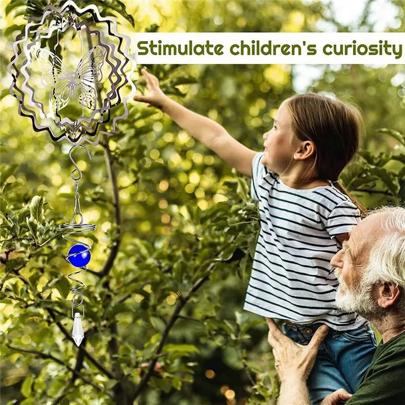 

ABJA 5Pcs Spiral Wind Chimes Crystal Ball Wind Spinner Pendants Rotating Hook Wind Chime Tail for Home Garden Yard Decoration