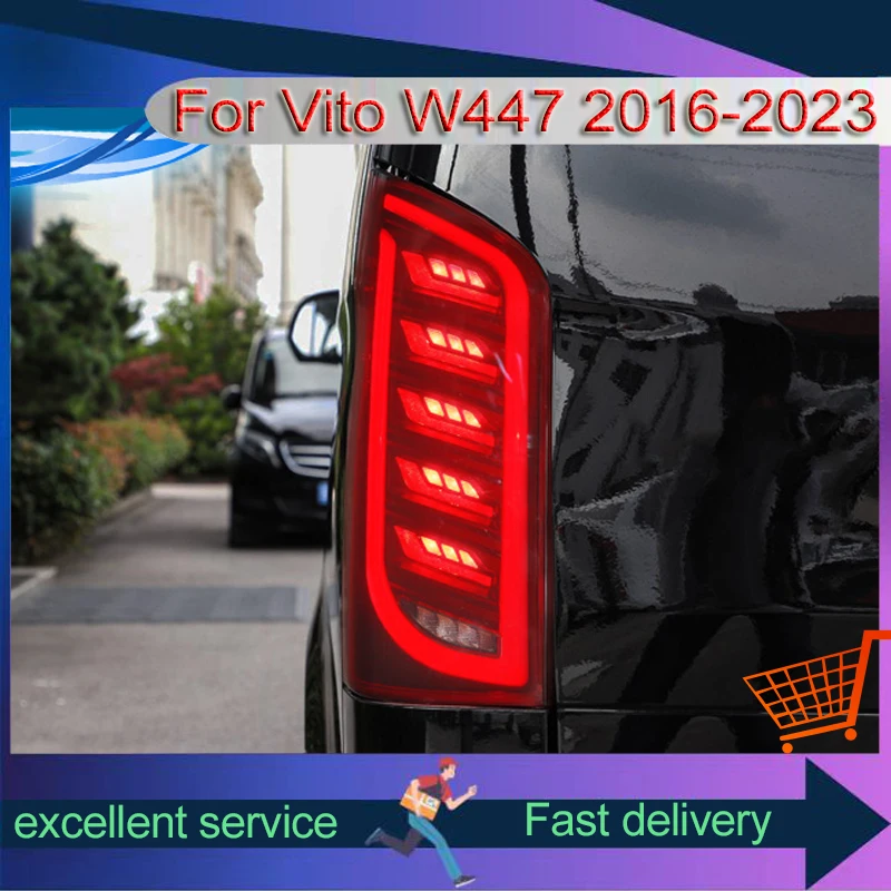 Auto Taillight For Mercedes Benz Vito W447 2016-2023 Refit Rear Lamp LED DRL Streaming Turn Signal Light Car Accessory Assembly