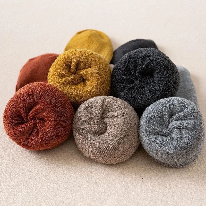 1 زوج الخريف الشتاء المرأة لون نقي جوارب طويلة إلى الركب الدفء الراحة سميكة تيري حلقة موضة JK نمط المرأة جوارب أنبوبية طويلة