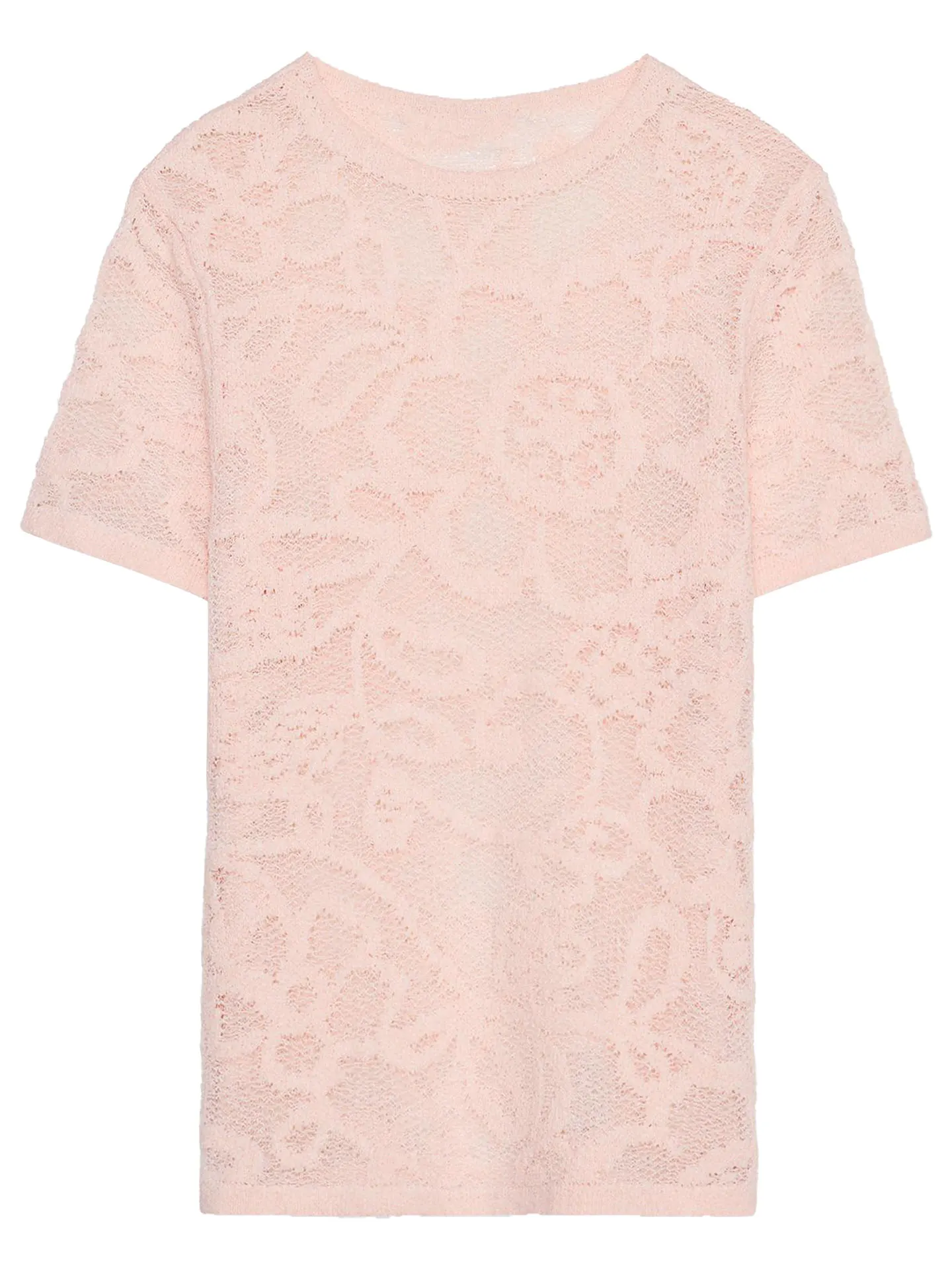 

ZAPRHA 2025 Summer New Sweet Flower Print Knitted ort Sve round Ne Top Quali Material Slim Fit Women's Faion