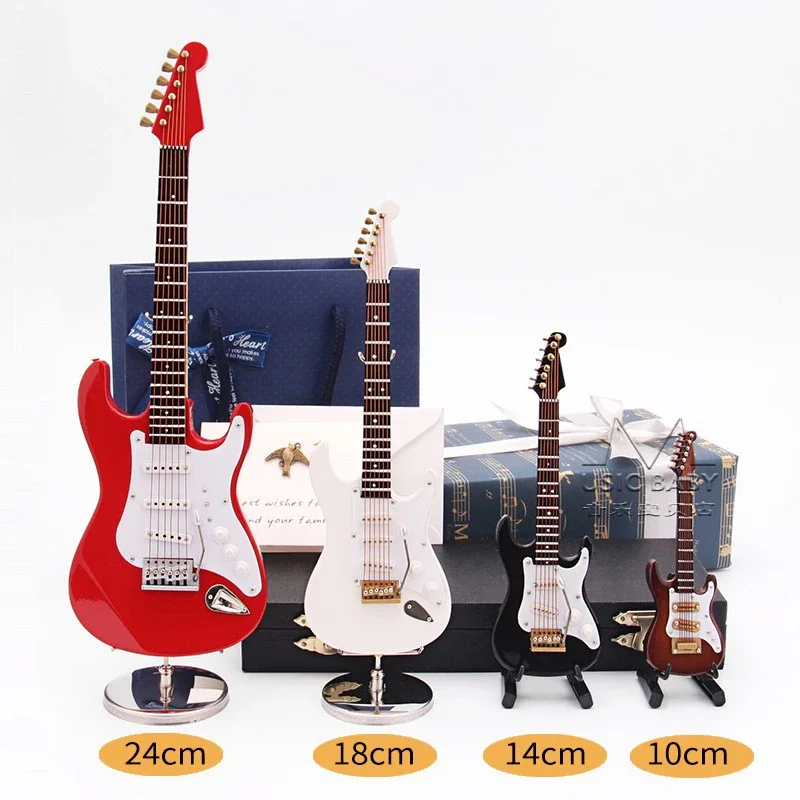 Mini Electric Guitar Wooden Miniature Guitar Model Musical Instrument Guitar Decoration Gift Decor For Bedroom Living Room 10~24