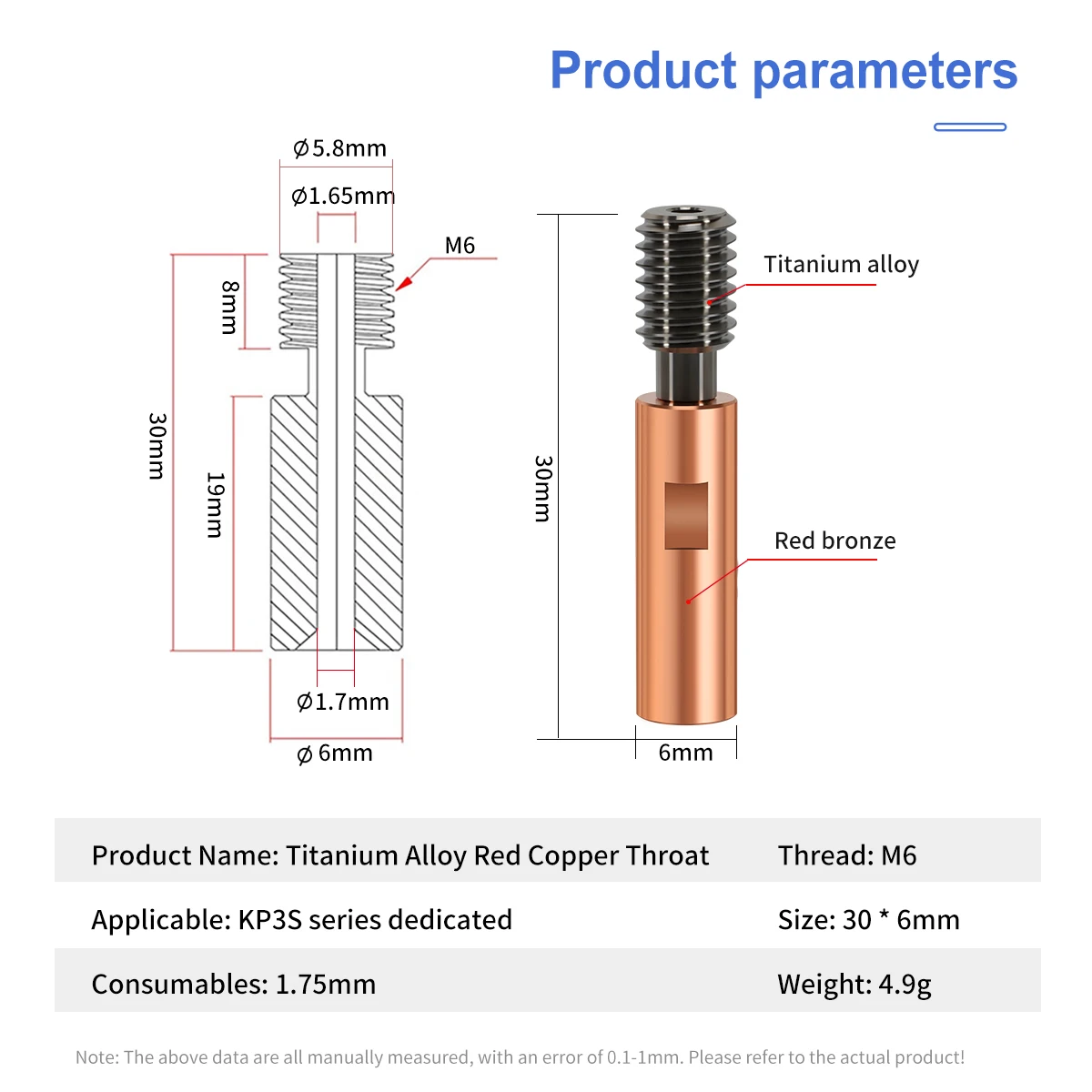 E3D V6 Heatbreak Heatsink Kit Titanium Alloy Bi-Metal Throat For Kingroon KP3S KP3S Pro S1 KP5L 3D Printer Parts Accessories view 3