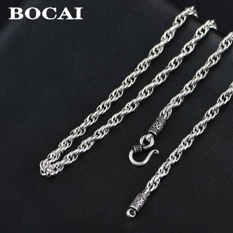 BOCAI S925 Silver Jewelry 4MM Thick Multi-layer O-ring Chain Fashionable and Personalized Necklace for Men and Women Wholesale