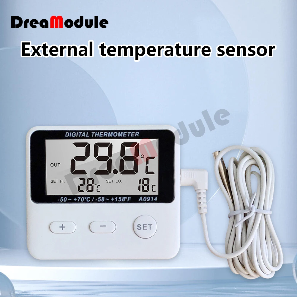 Digital Weather Station Thermometer Hygrometer Alarm Temperature Humidity Meter LCD Indoor Outdoor Wired External Sensor Tester