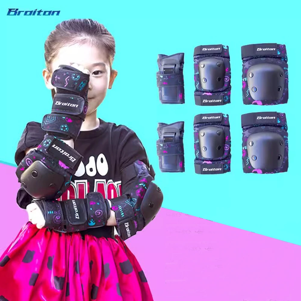 

Speed Skating Roller Skates Protector BROITON Children Protection Skateboard Riding Bicycle Protect Wrist Guard Elbow Knee Pads