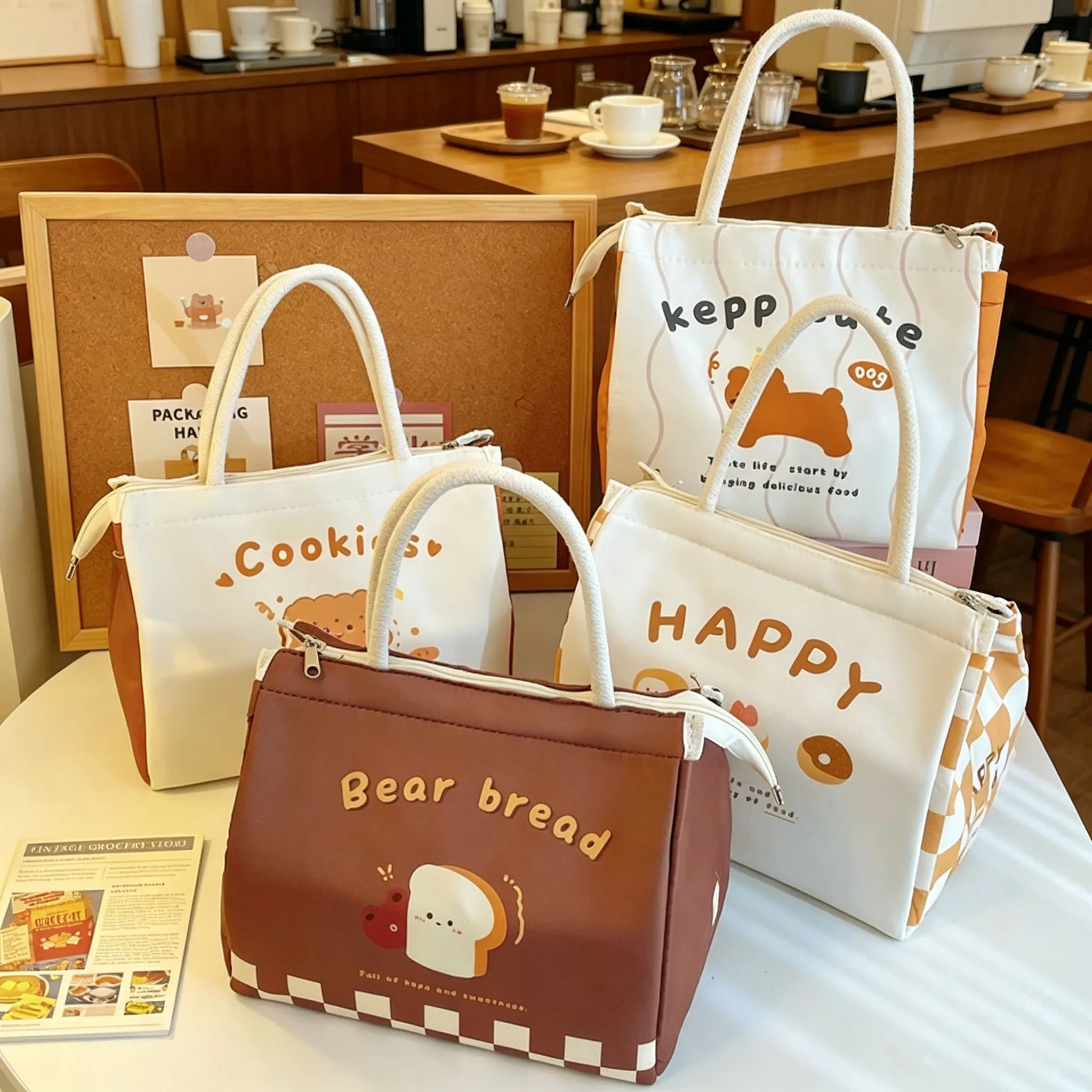Cartoon Lunch Box Bag Student Hand-Held Aluminum Foil Insulated Lunch Box Bag Large Capacity Lunch Box Bag New Bento Bag