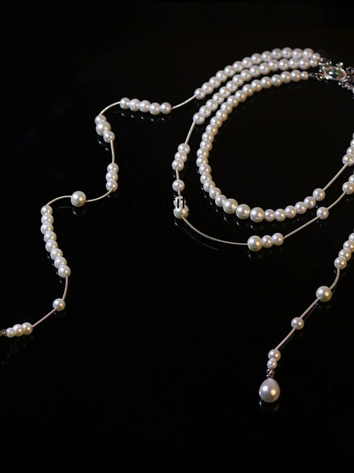 

Asmt56 European and American Autumn and Winter Long Pearl Multi-Layer Tassel Saturn Necklace Niche High-Grade Asymmetric Sweater