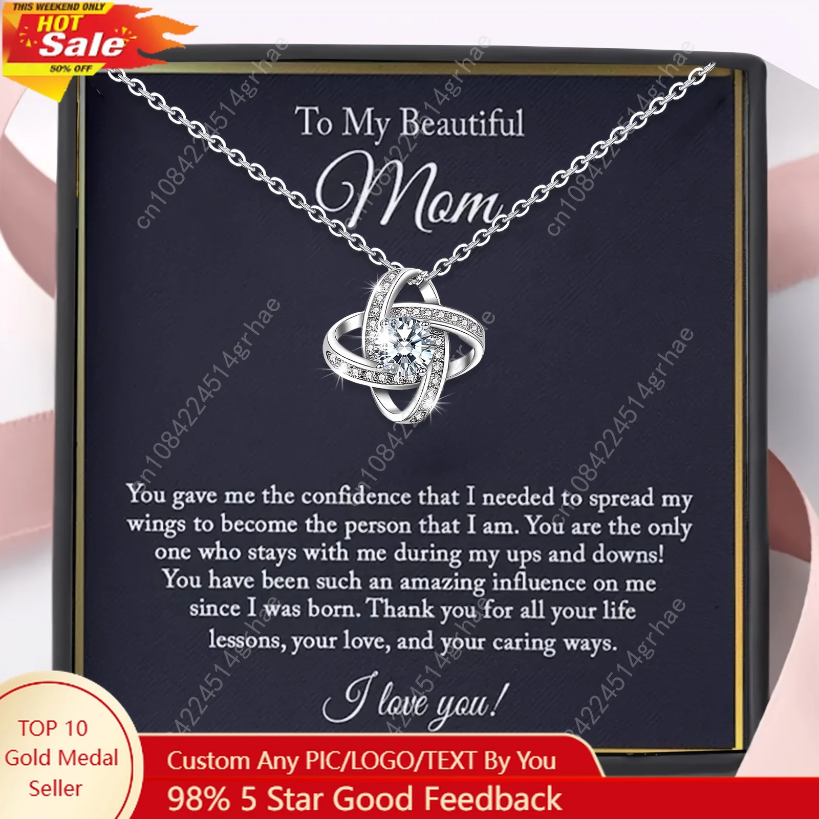 

Elegant Infinity Knot Necklace, Birthday Gifts and Special Occasion Gifts for Mom, Warm family gift, Includes Card & Gift Box