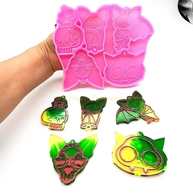 

D46E Halloween Bat Chchain Силиконовые плесени Клавиатуры чары эпоксидной смолы литья