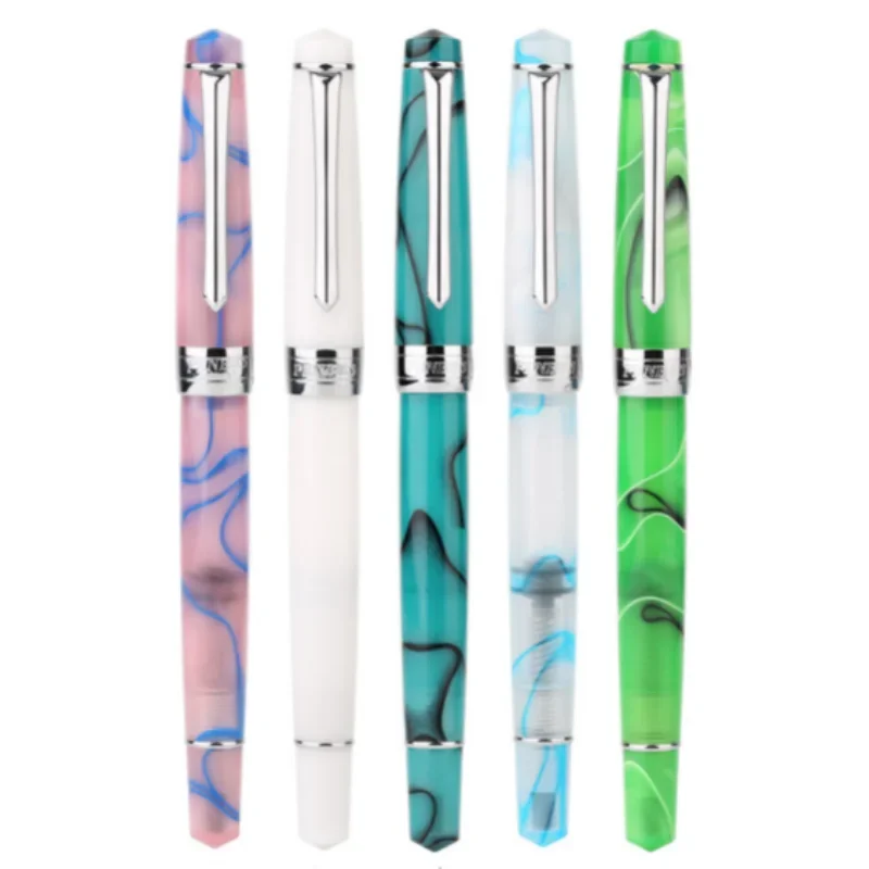 PENBBS 309 Multicolored Fountain Pen Fine Nib 0.5mm Silver Clip Piston Ink Pen Office Writing Gift Office Supplie Stationery