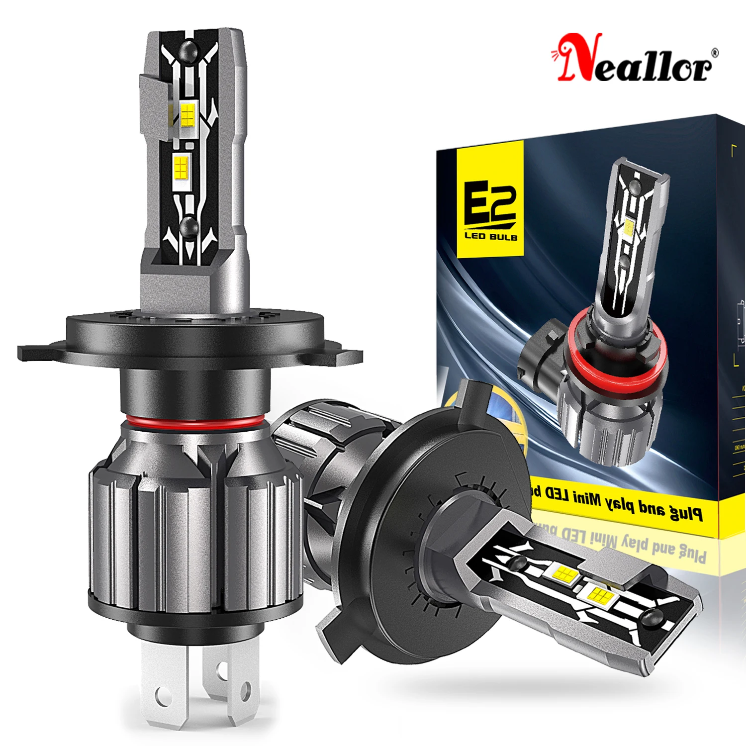 2pcs H4 Led Headlight HB2 9003 12V P43t Canbus Powerful Auto Light Car Turbo Diode Bulb White Moto Fog Lamp No Adapter Required