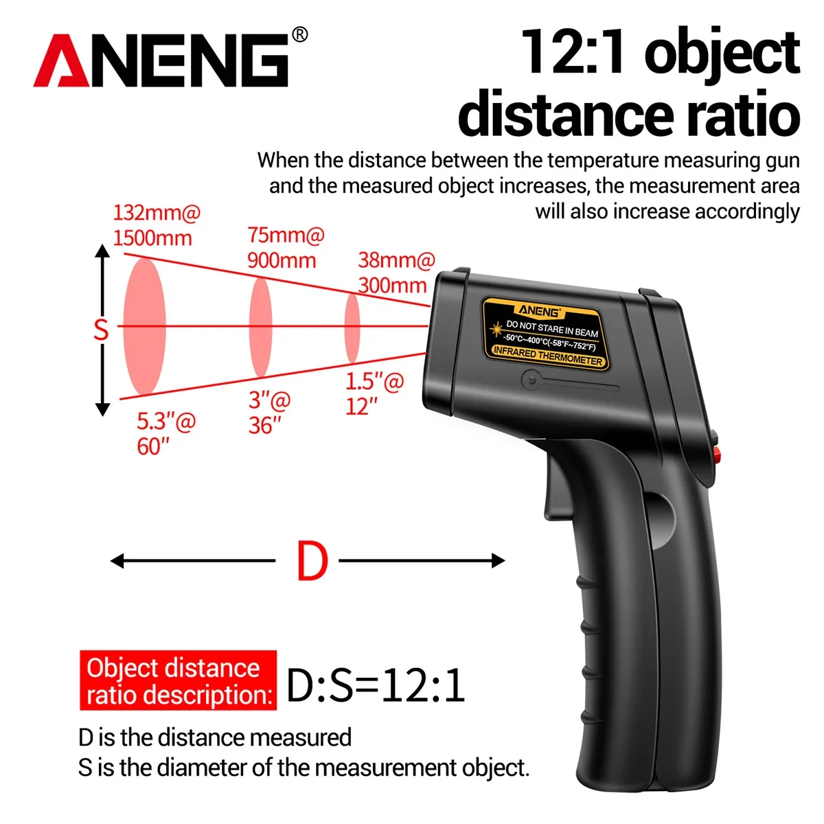 ANENG TH201 Infrared Thermometer Hygrometer Accurately Measure Temperature and Humidity Levels Infrared Electronic Handheld