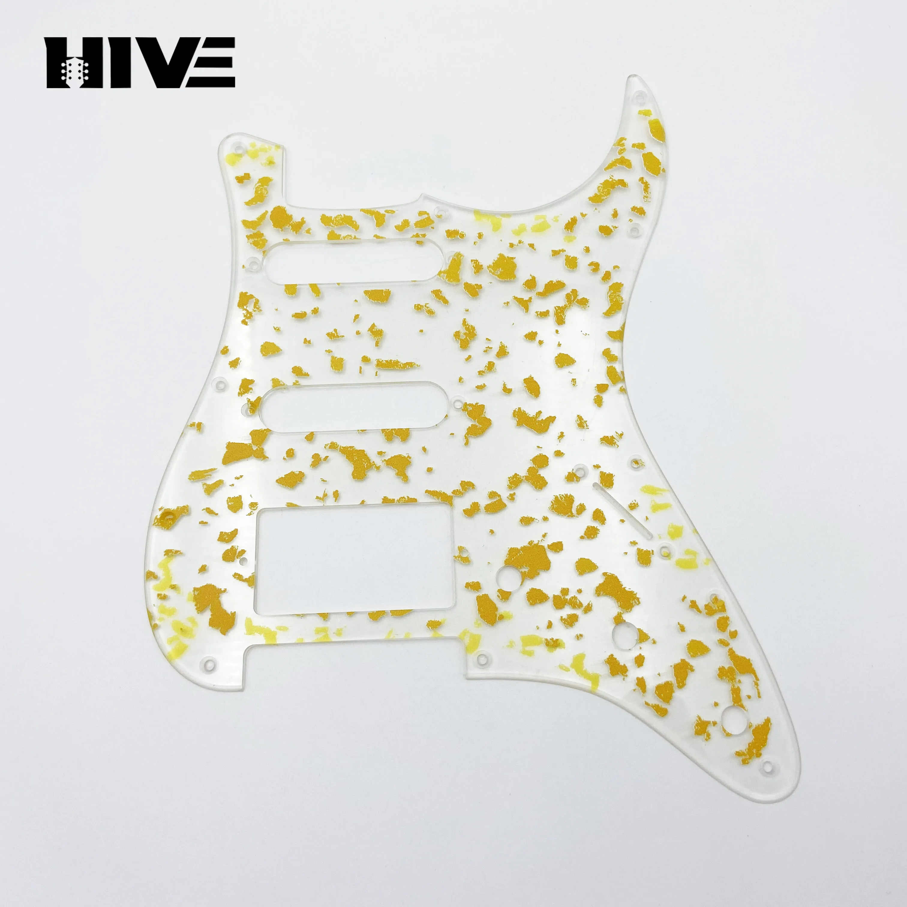 Gold Foil Acrylic Transparent Material Electric Guitar Protective Panel - ST/SQ Embossed Transparent Guitar Panel