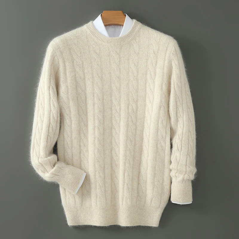 Customization Men's Thick Cashmere Sweater 100% Pure Cashmere Round Neck Cashmere Sweater 2024 New Spring And Winter Knit Base S
