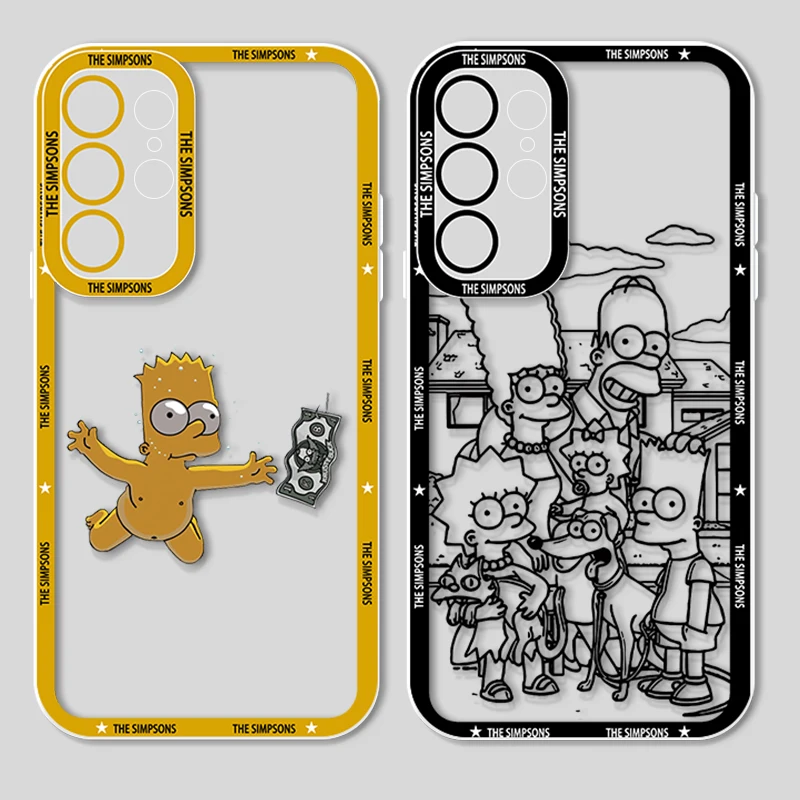 Funny The Simpsons Bart For Samsung Galaxy S24 S23 S22 S21 S20 Pro FE Ultra A23 A52 A53 Angel Eyes Transparent Phone Case