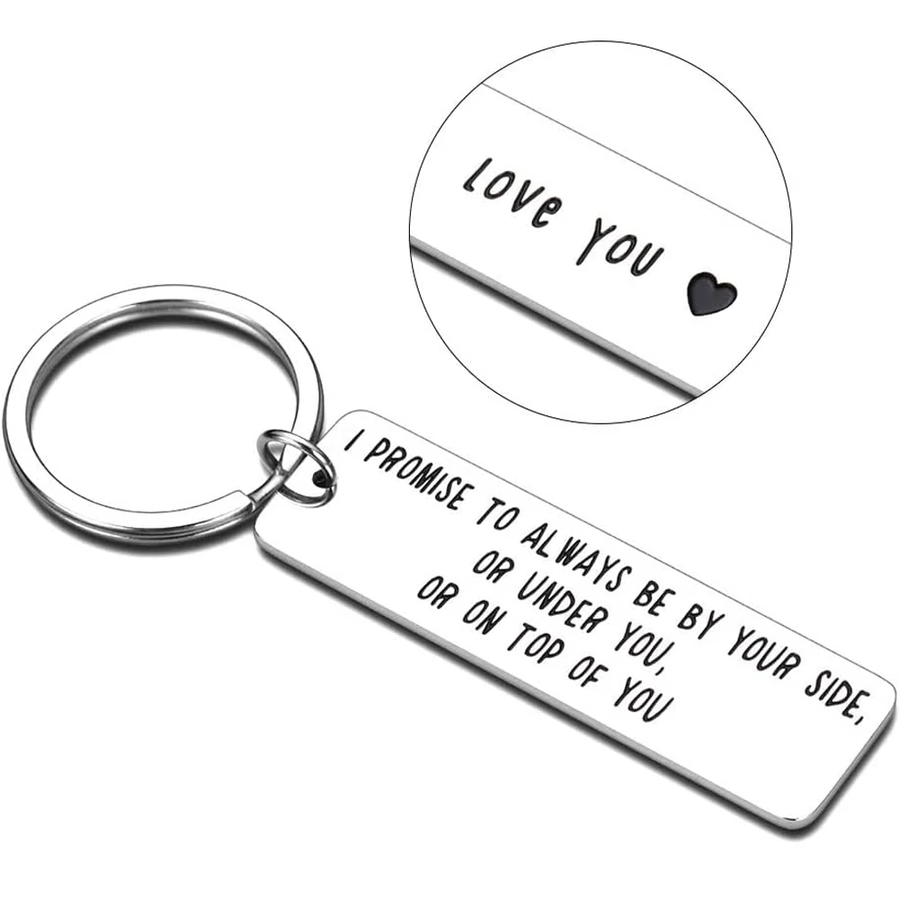 Two Side Couple Keychain for Boyfriend Husband Funny Anniversary Wedding Birthday Keyring for Men Women Her Him Love Hubby Wifey