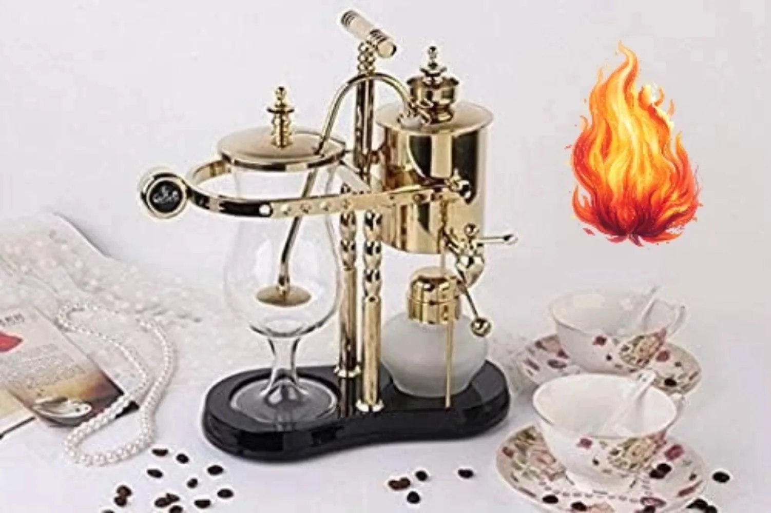 

Бельгийская/бельгийская семейная балансировочная кофеварка с сифоном/сифоном, элегантная кофеварка с двойной пробкой и ручкой-тройником (классическое золото)