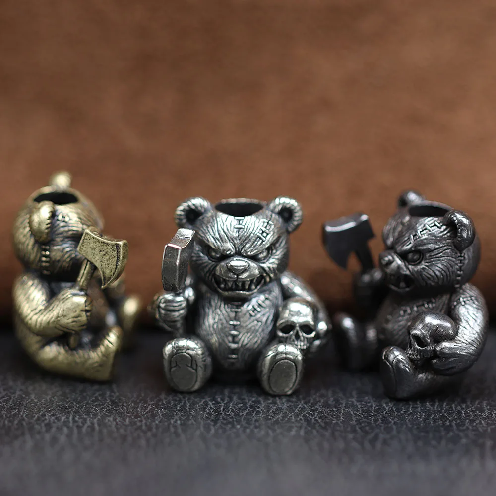 Axe Bear Brass Knife Bead Skull Animal EDC DIY Paracord Woven Bracelets Lanyard Pendant Accessories Outdoor Tool Hangings Charms