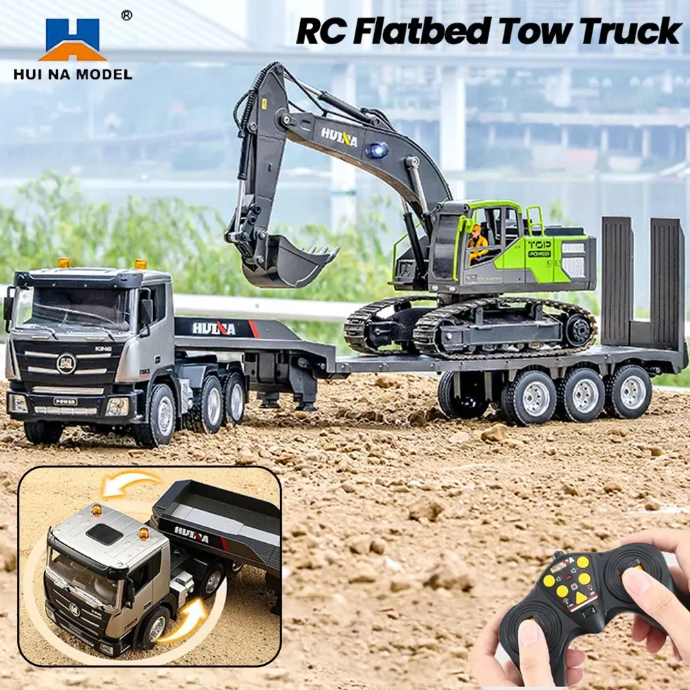 Huina 1318 Rc Truck Alloy 9Ch 1/24 83Cm Large Flatbed Trailer Remote Control Transport Truck Model Electric Toys for Boy Gift