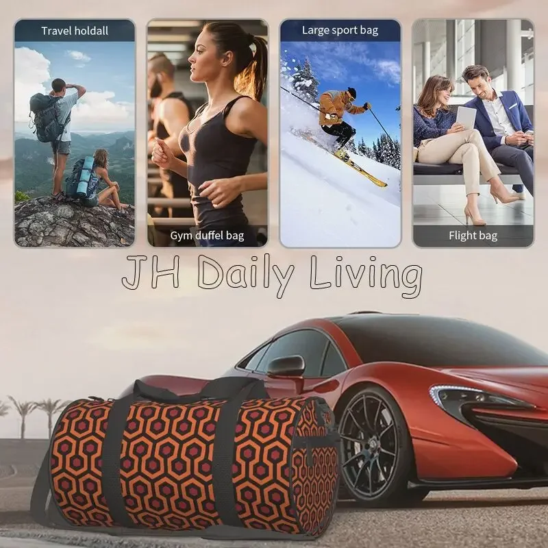 The Shining Overlook Hotel Pattern Round Travel Duffle Bag Waterproof Durable Handbags Yoga Gym Bag Outdoor Sports Fitness Bags