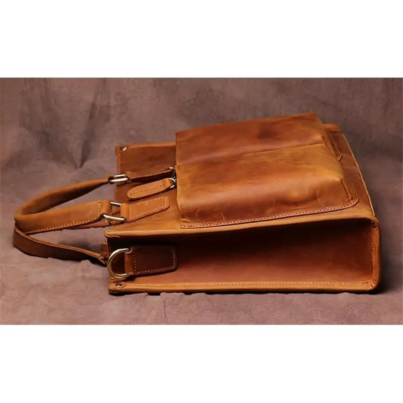 Bolso de mano Vintage para hombre y mujer, maletín de negocios de cuero de vaca, bolso para ordenador portátil de oficina, de gran capacidad, nuevo