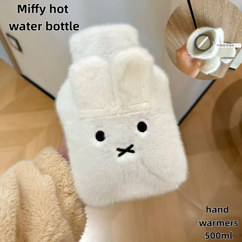 Cute Fluffy Miffy Hot Water Bottle - Winter Warm Hand Warmer & Belly Warmer, Portable Bed Warmer