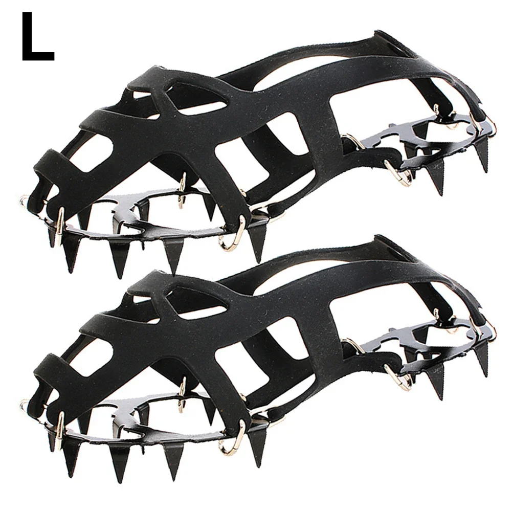 A Must Have Accessory Non Slip Ice Cleats with 18 Steel Teeth Designed to Enhance Your Winter For Hiking Experience