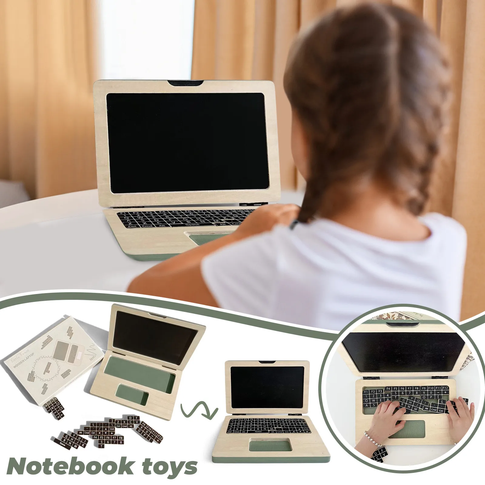 Vorschule Holz spielzeug erste Laptop Zeichenbrett Spielzeug für Jungen und Mädchen für kreative Spiele Montessori frühen Lernspiel zeug verwendet