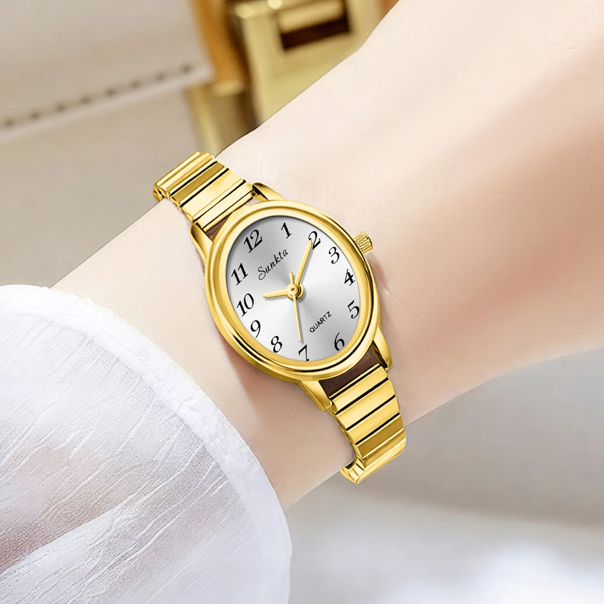 LIGE Women Watch for Girls Small Wrist Quartz Reloj Muje Sliver Grey Gold Oval Orologio Ladies Wristwatch Stainless Steel Band