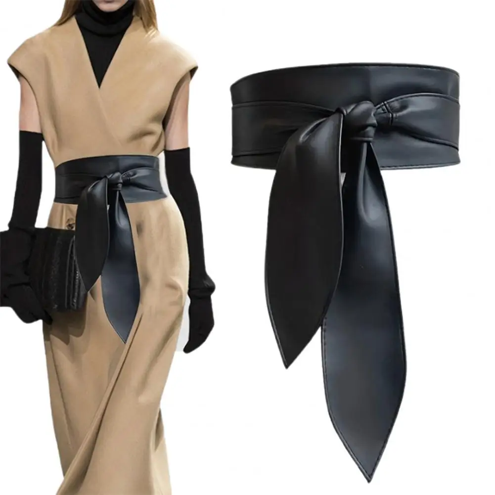 

Wide-brimmed Waist Belt Stylish Wide-brimmed Women's Belt for Dresses Coats Retro Design Imitation Leather Cinched for Women
