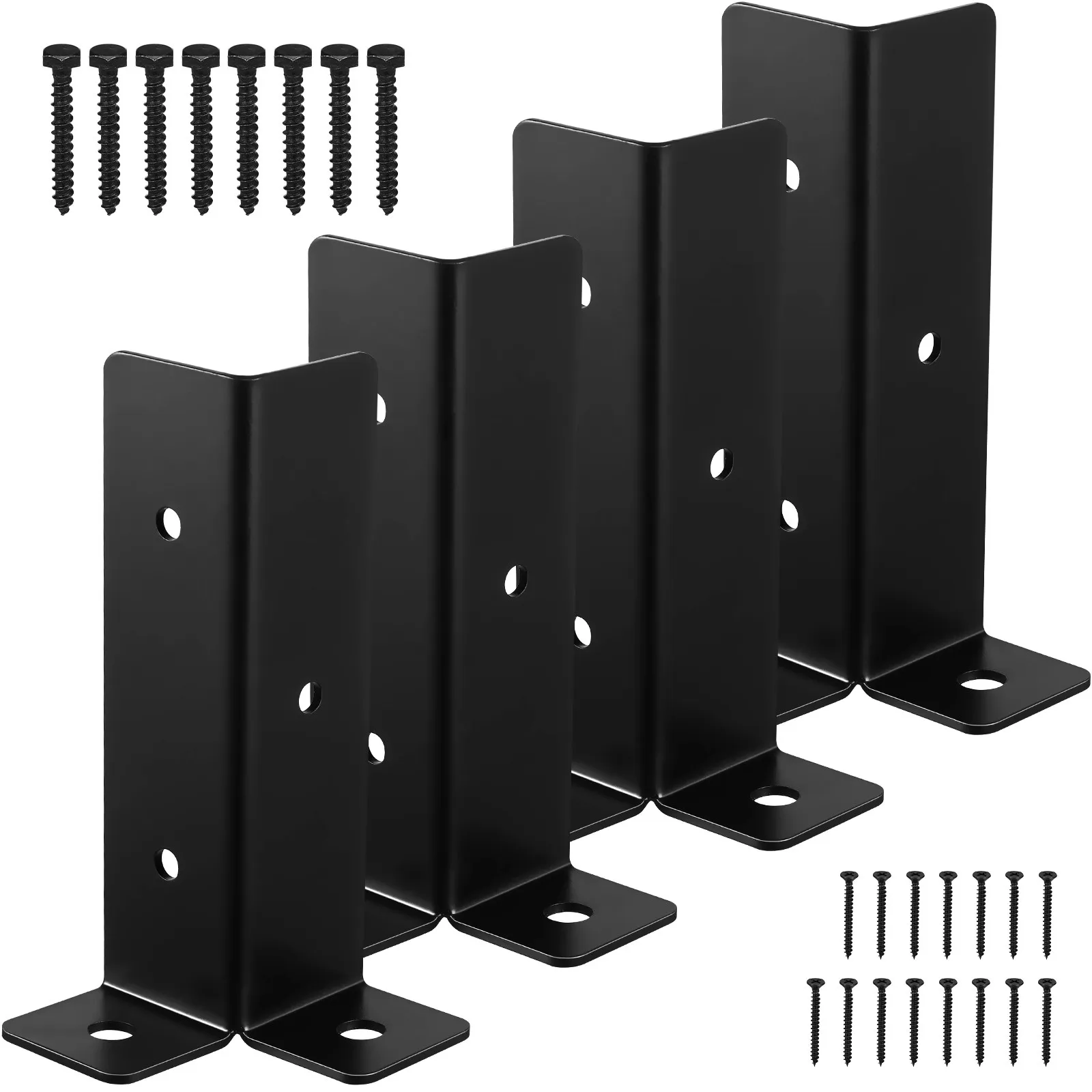 4Pcs Post Base Brackets Iron Half Column Design Deck Fence Post Anchor Porch Railing Support Deck Railing Bracket