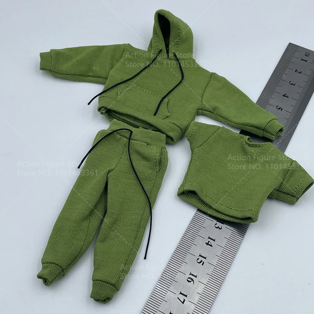 Ensemble de vêtements trois pièces pour hommes, échelle 1/12, sweat-shirt à manches courtes, t-shirt et pantalon, document vert trempé, convient au corps de figurine d'action masculine de 6"