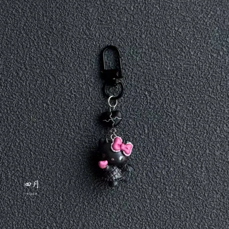 Kawaii Hello Kitty Pink Cat Bow Key Bag Pendant Anime Cartoon Doll Sweet Girl Mobile Phone Pendant Accessories Keychain Ring view 4