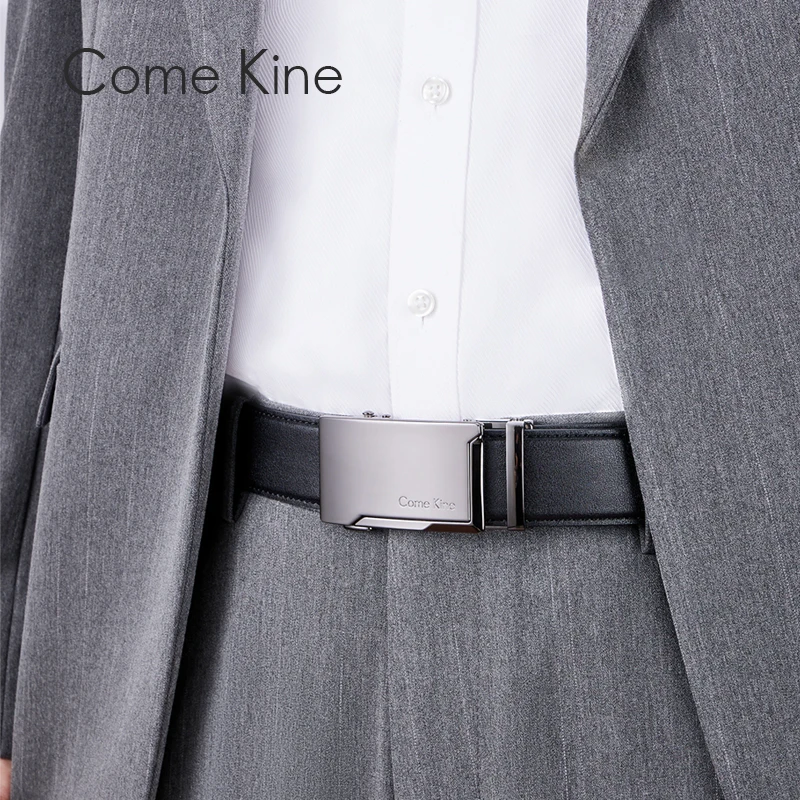 Come Kine Men Automatic Male Belts Business Affairs Cowskin Leather Belt Men Black Belts Genuine Leather Belts Luxury Brand