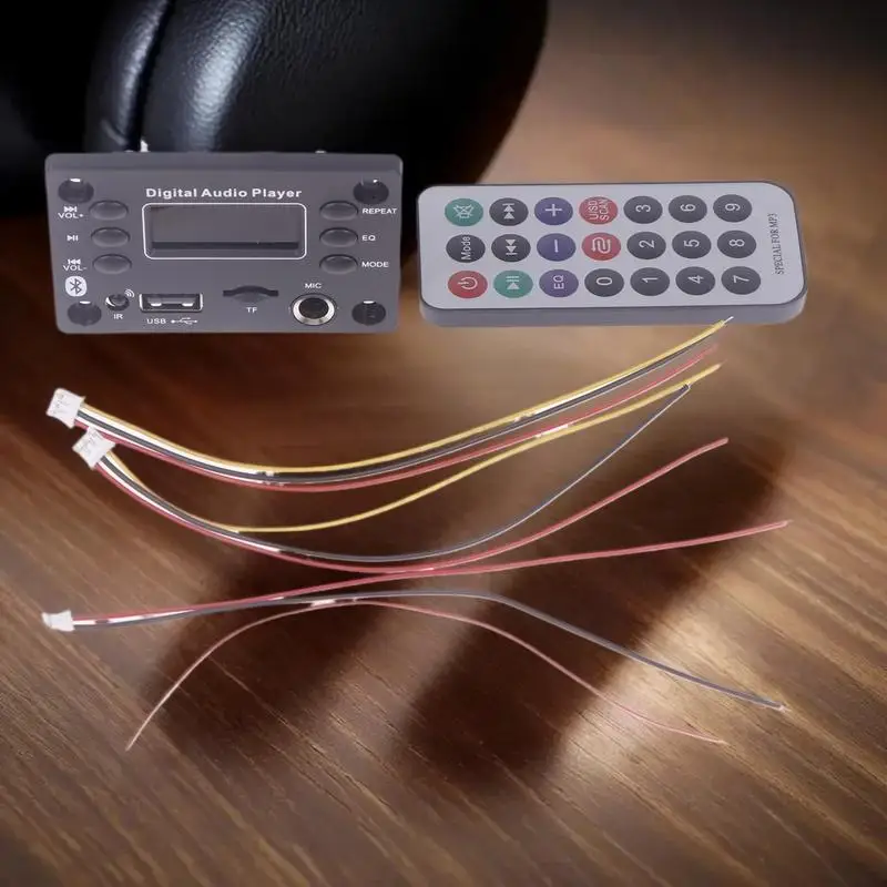 

MP3 WMA Decoder Set, Bluetooth 5.0, FM Radio Support, 6.5mm Mic Jack, USB & TF Compatibility, Operated with DC12V Supply