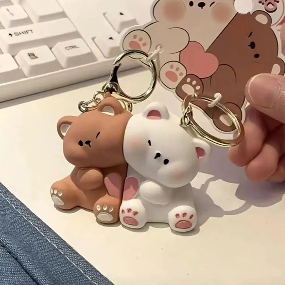 Couple Magnetic Suction Cute Bear Key Chain Pendant Magnet Keychain Couple Pendant For Valentines Friends Gift