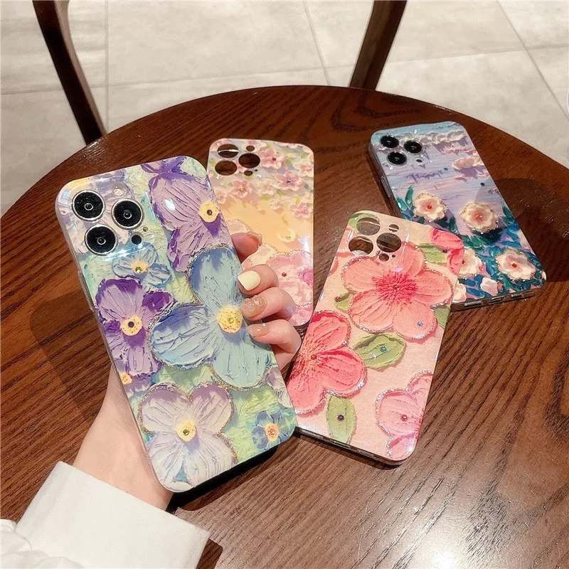 3D Diamond laser Colorful Phone cases For Huawei Honor X8 Soft silicone jelly cover Flower Honor 9X X7 A Nova 9 SE 8i 10 Y70 90