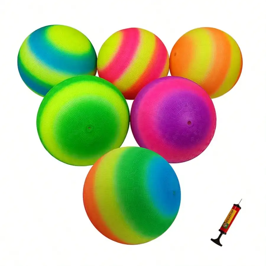 

Rainbow Dodgeball with Pump, Soft PVC Inflatable Ball with Anti-Slip Ripples for Sports