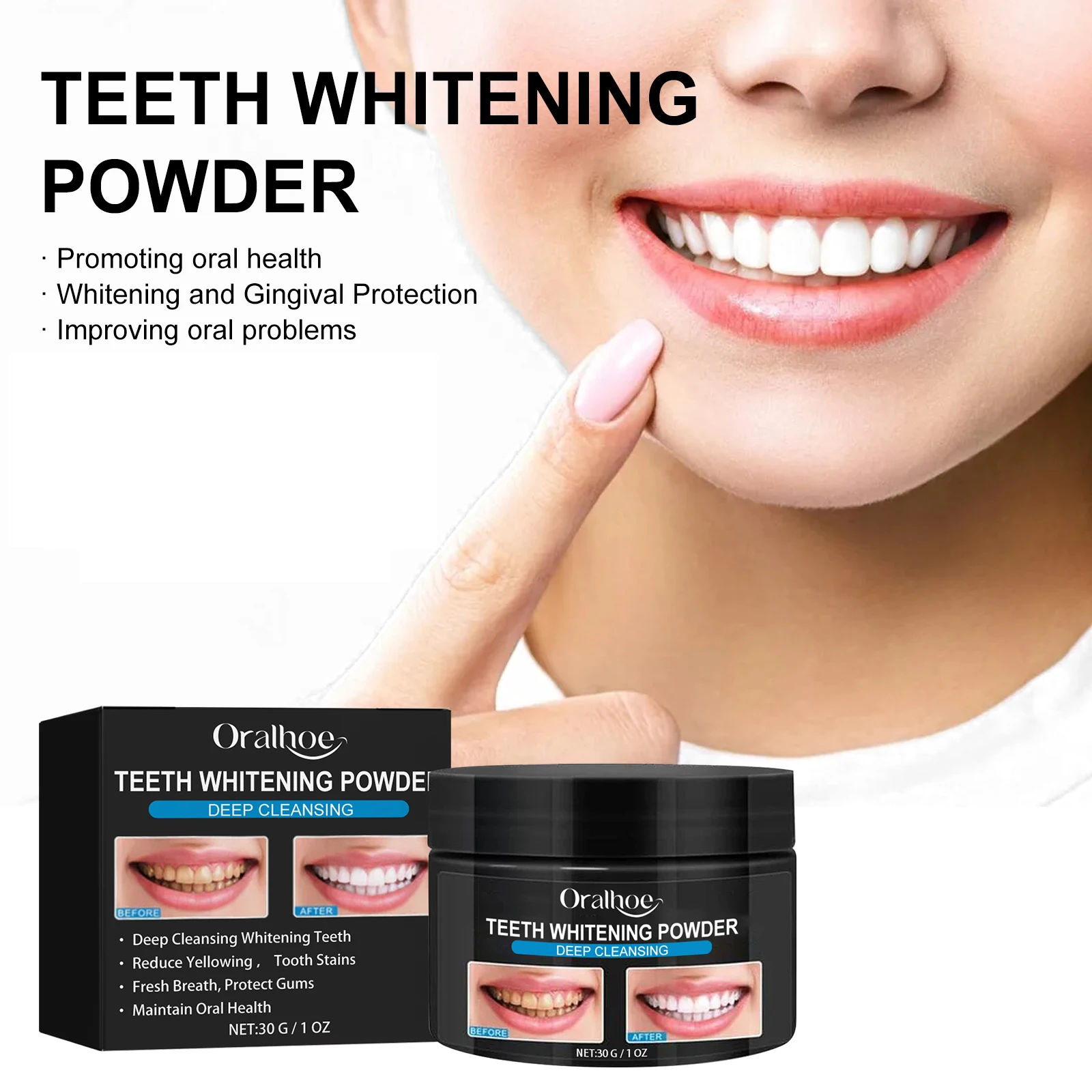 Activated Charcoal Teeth Whitening Powder - Tartar Cleaning, Yellow Stain Reduction, Smokers' Teeth Whitening & Oral Care