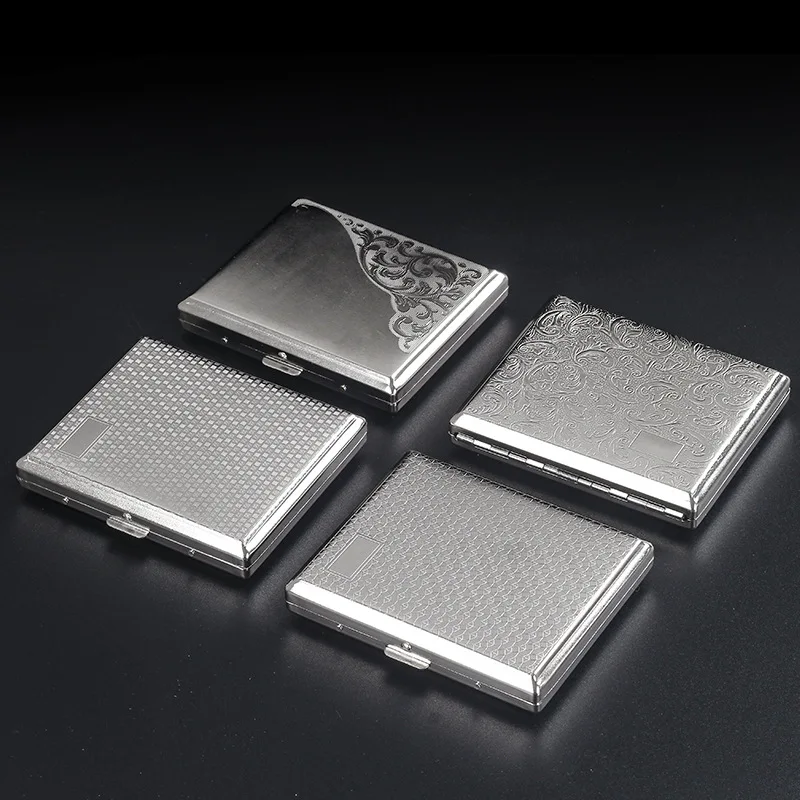 Portable Metal Cigarette Box Case Hold 18pcs Cigarettes Case Box Holder Container Engraved Cigarette Storage Box Case Gift