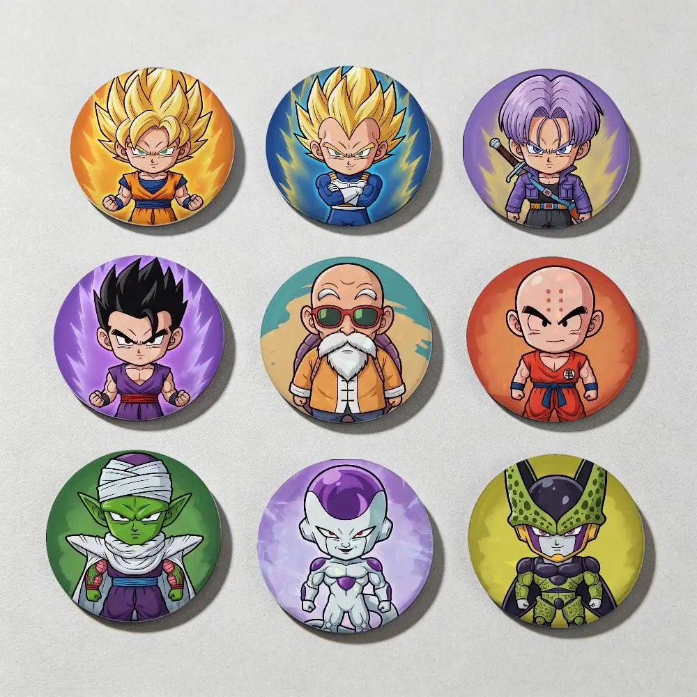 Dragon Ball Son Goku Laser Diamond Texture Button Pins Tinplate Brooches Cartoon Creative Badge For Backpack Clothes Decor