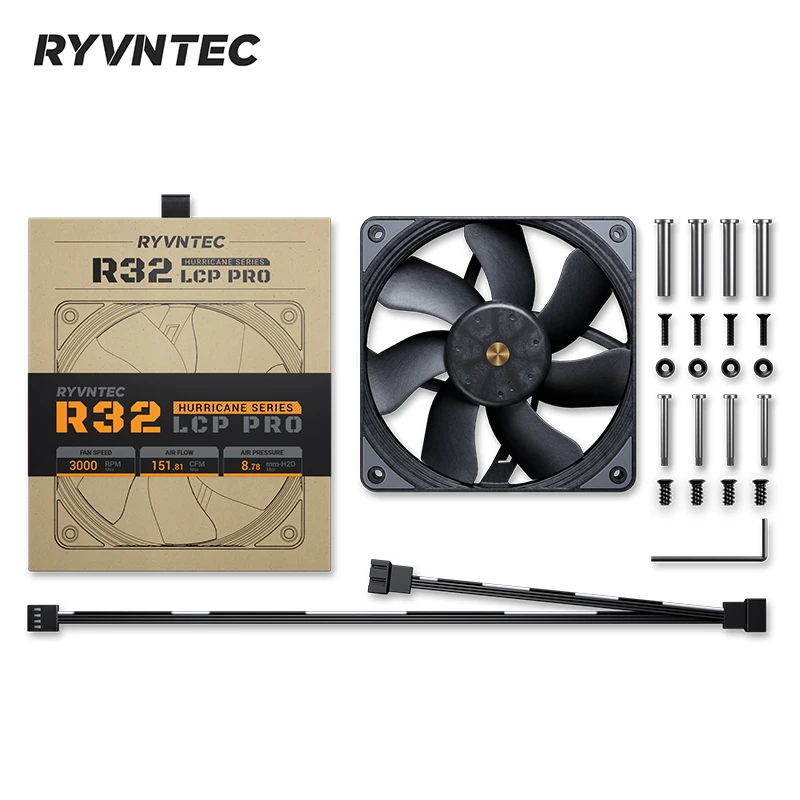 RYVNTEC Hurricane R32/R25 120X120mm Case Fan,LCP Precision Material/3-Speed Speed Regulation/Industrial Fan/High-performance Fan