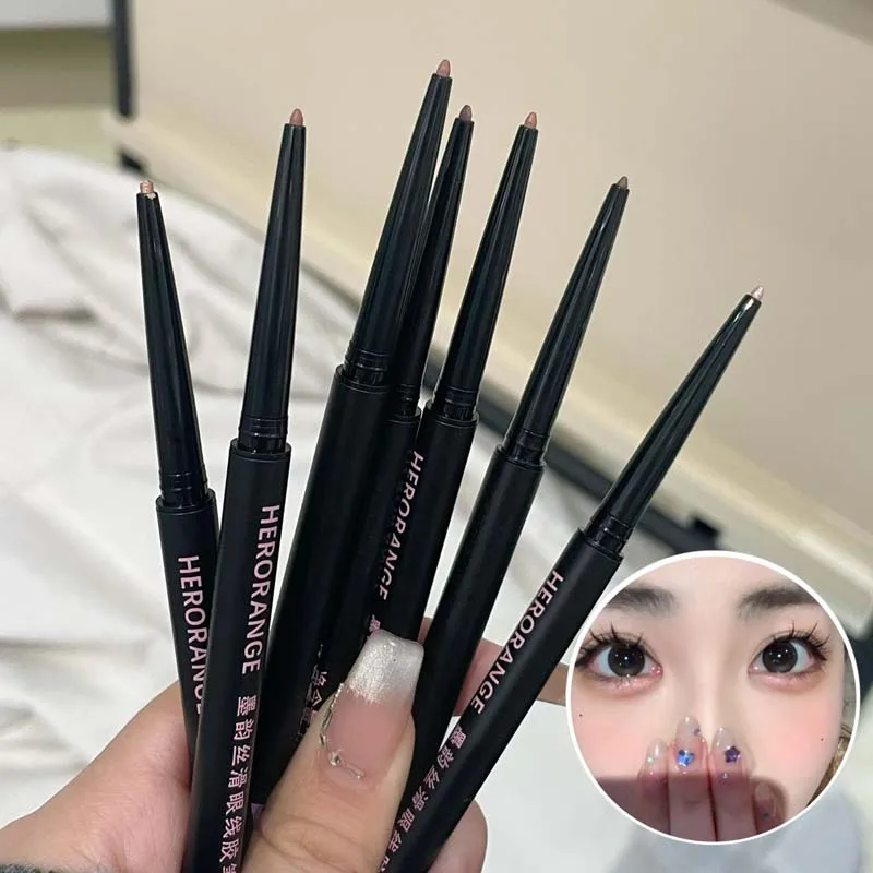 Waterproof Eyeliner Gel Pencil Pink Sparkling Glitter Lying Silkworm Pen Soft Easy Wear Matte Eyeliner Lasting Shiny Eyes Makeup